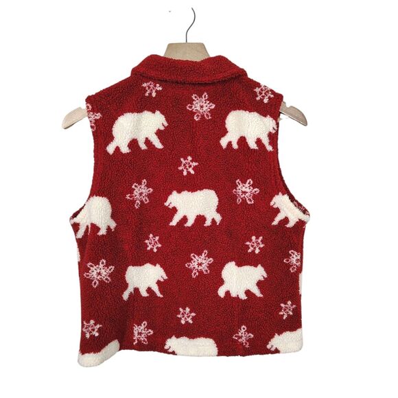 Vtg 90s Y2K Women's SMALL Polar Bear Fleece Vest Cabincore Outdoor Nordic Cozy - Picture 2 of 7
